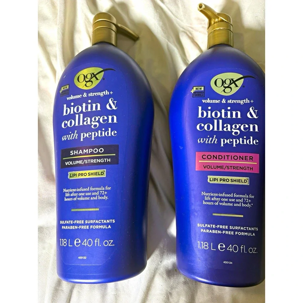 OGX Volume & Strength + Biotin & Collagen Shampoo & Conditioner Set 40fl oz Each